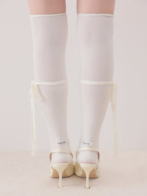 Twin ribbon knee high socks(eme10857)