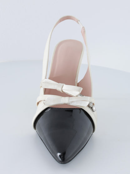 Double strap ribbon pointed mules(eme11124)