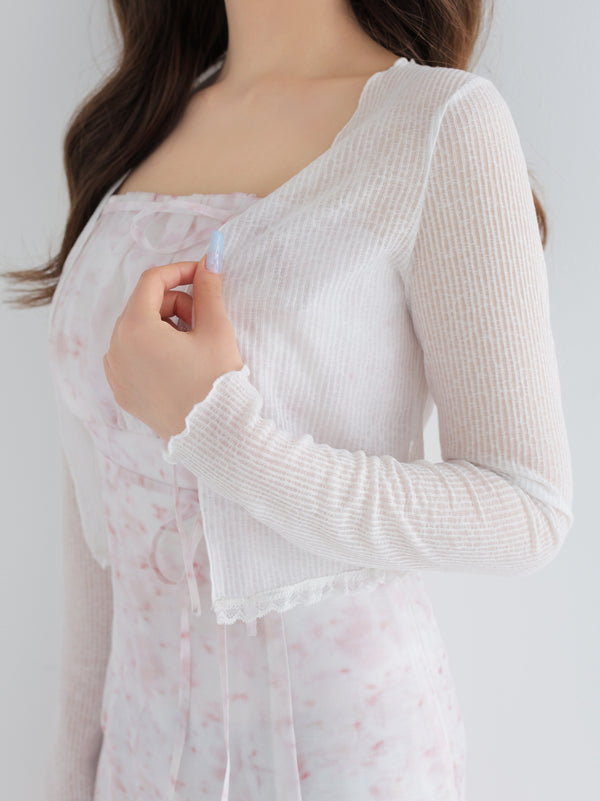 Mellow cut open sheer cardigan(eme11125)