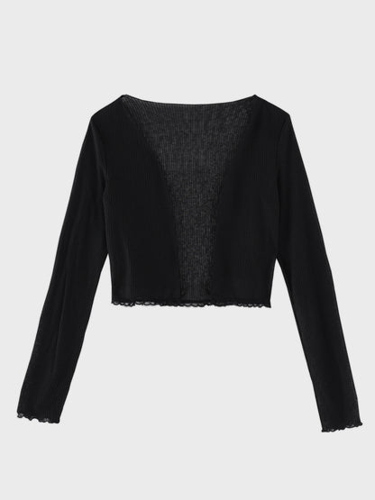 Mellow cut open sheer cardigan (eme11125)