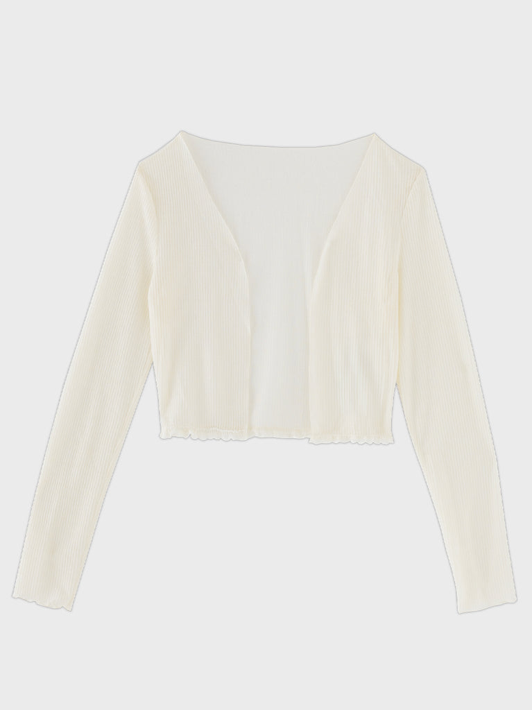 Mellow cut open sheer cardigan (eme11125)