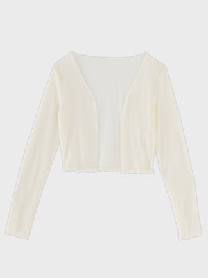 Mellow cut open sheer cardigan (eme11125)