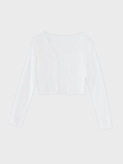 Mellow cut open sheer cardigan (eme11125)