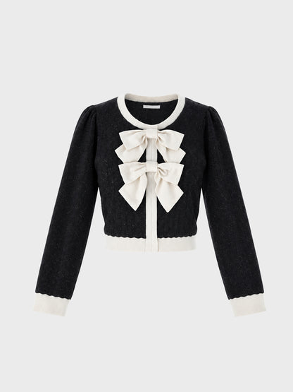 Front ribbon bicolor knit tops(eme11135)