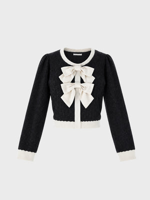Front ribbon bicolor knit tops(eme11135)
