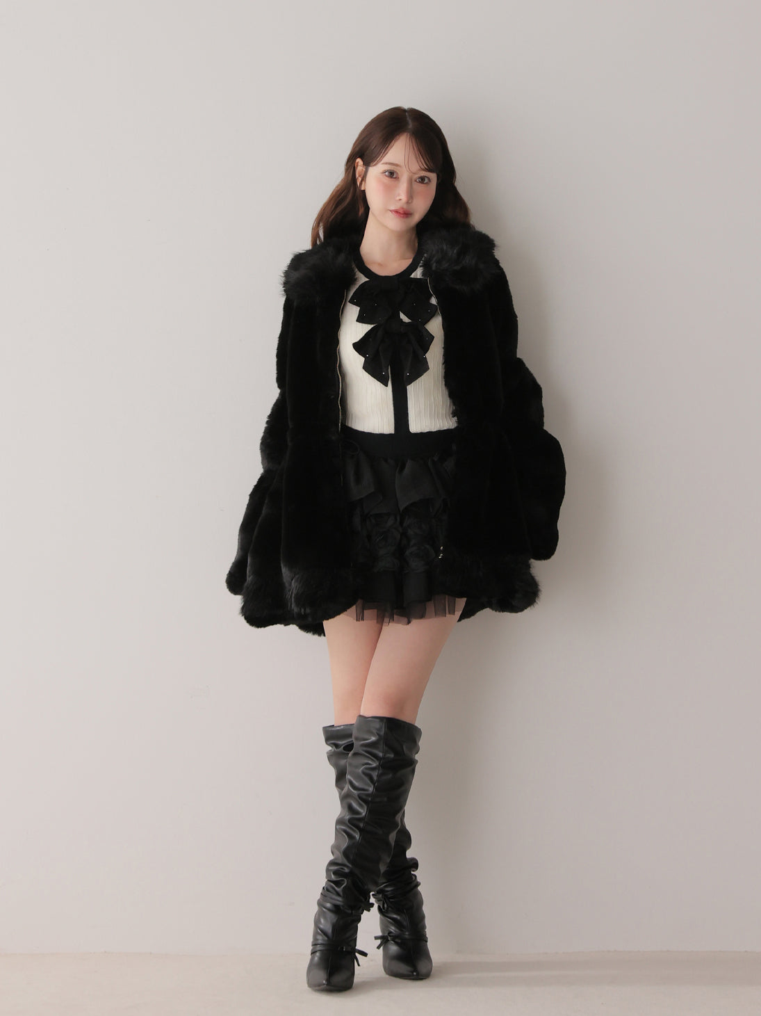 model：162cm　(size：F　color：Black)