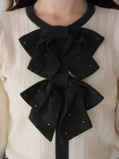 Front ribbon bicolor knit tops(eme11135)