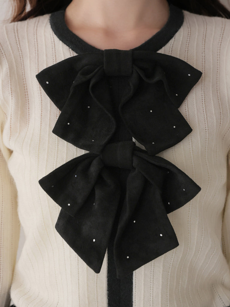 Front ribbon bicolor knit tops(eme11135)