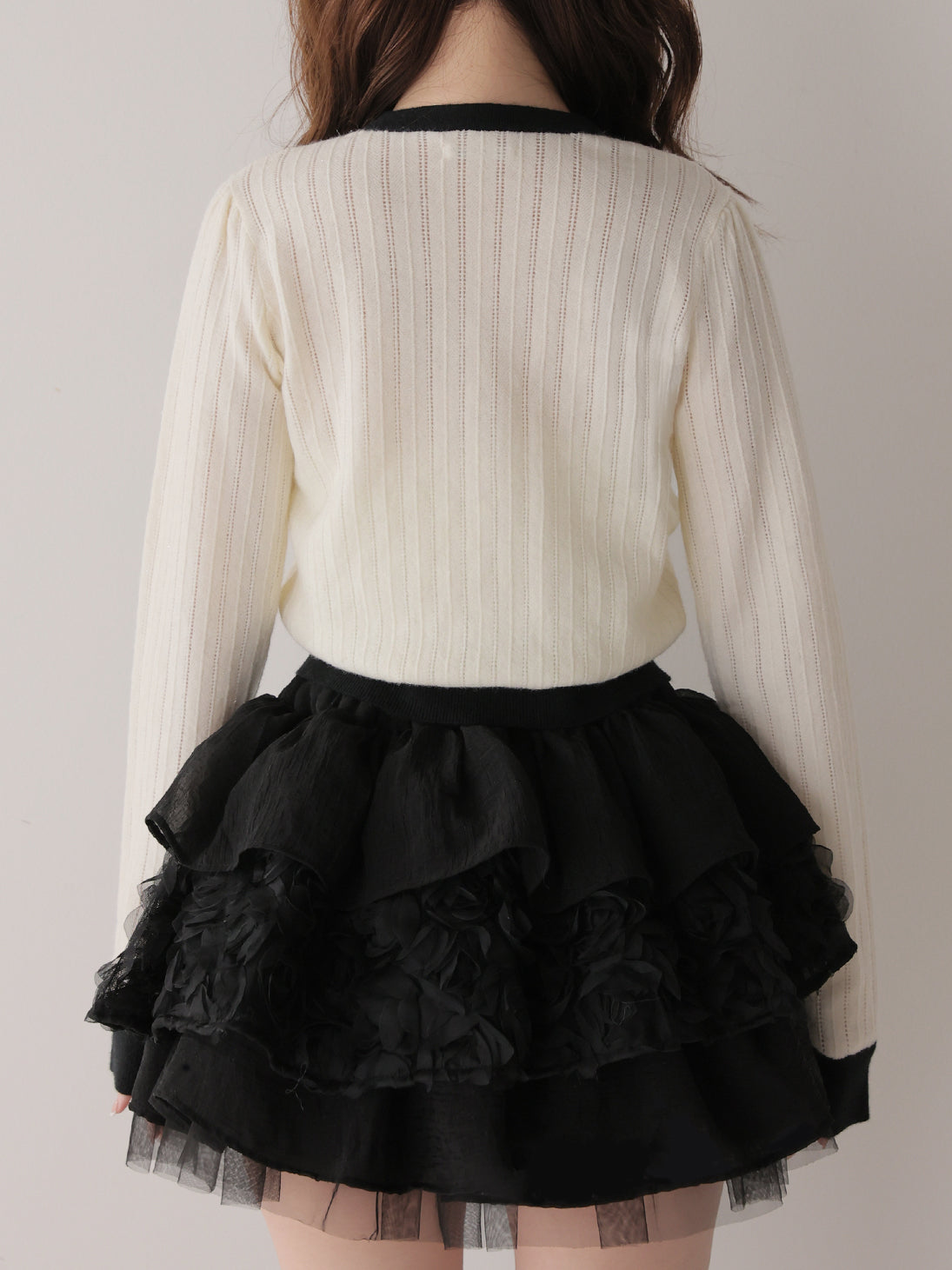 Front ribbon bicolor knit tops(eme11135)
