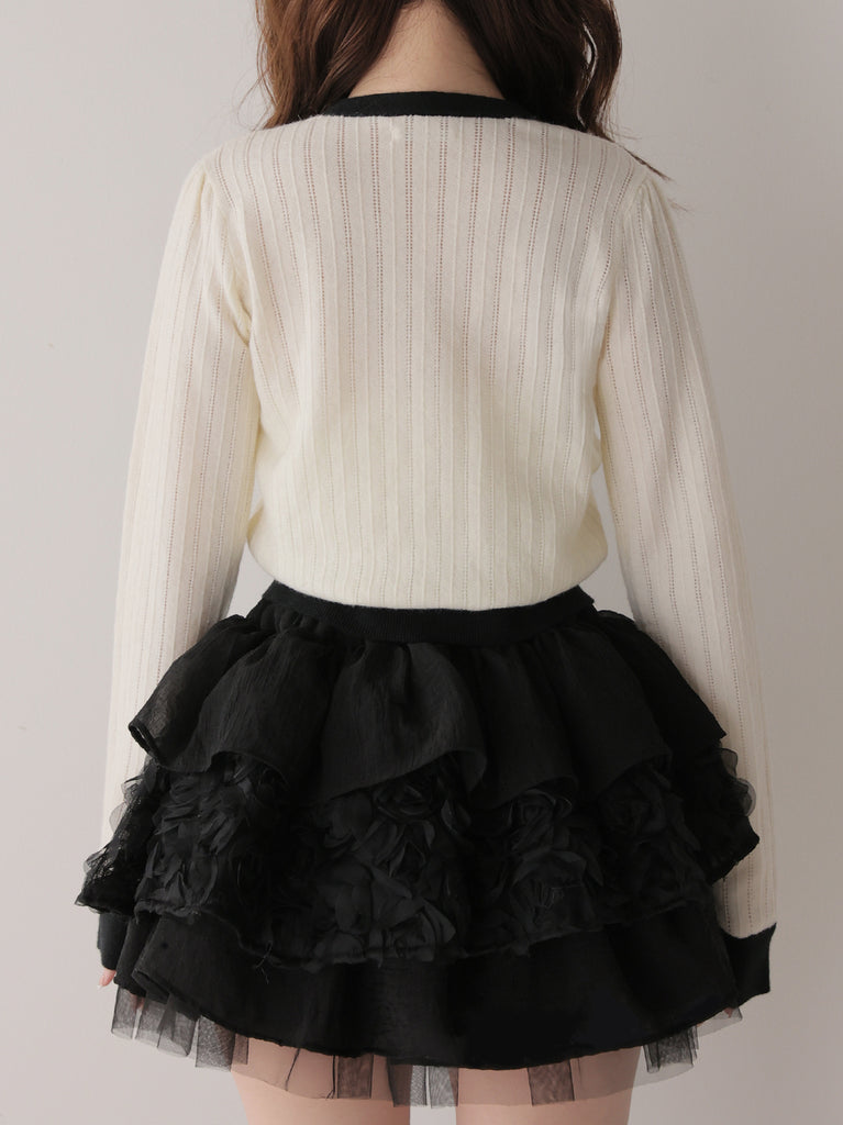 Front ribbon bicolor knit tops(eme11135)