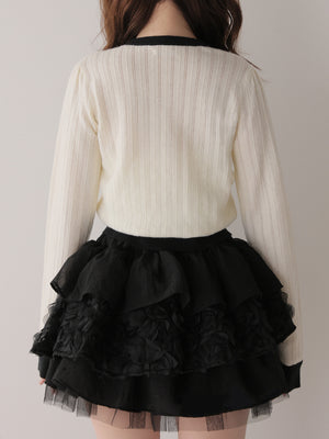 Front ribbon bicolor knit tops(eme11135)