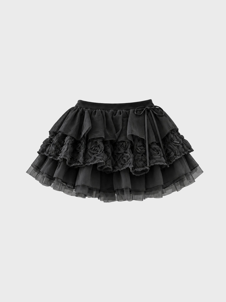 【Pre Order】Couture rose tiered mini skirt(eme11136)