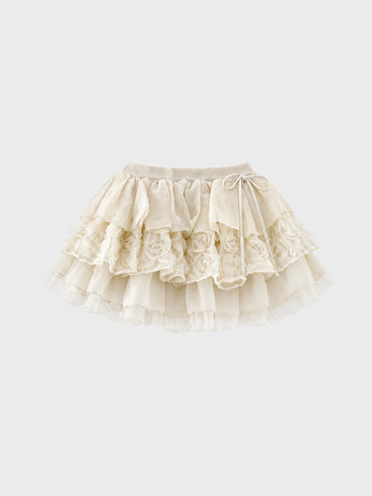 【Pre Order】Couture rose tiered mini skirt(eme11136)