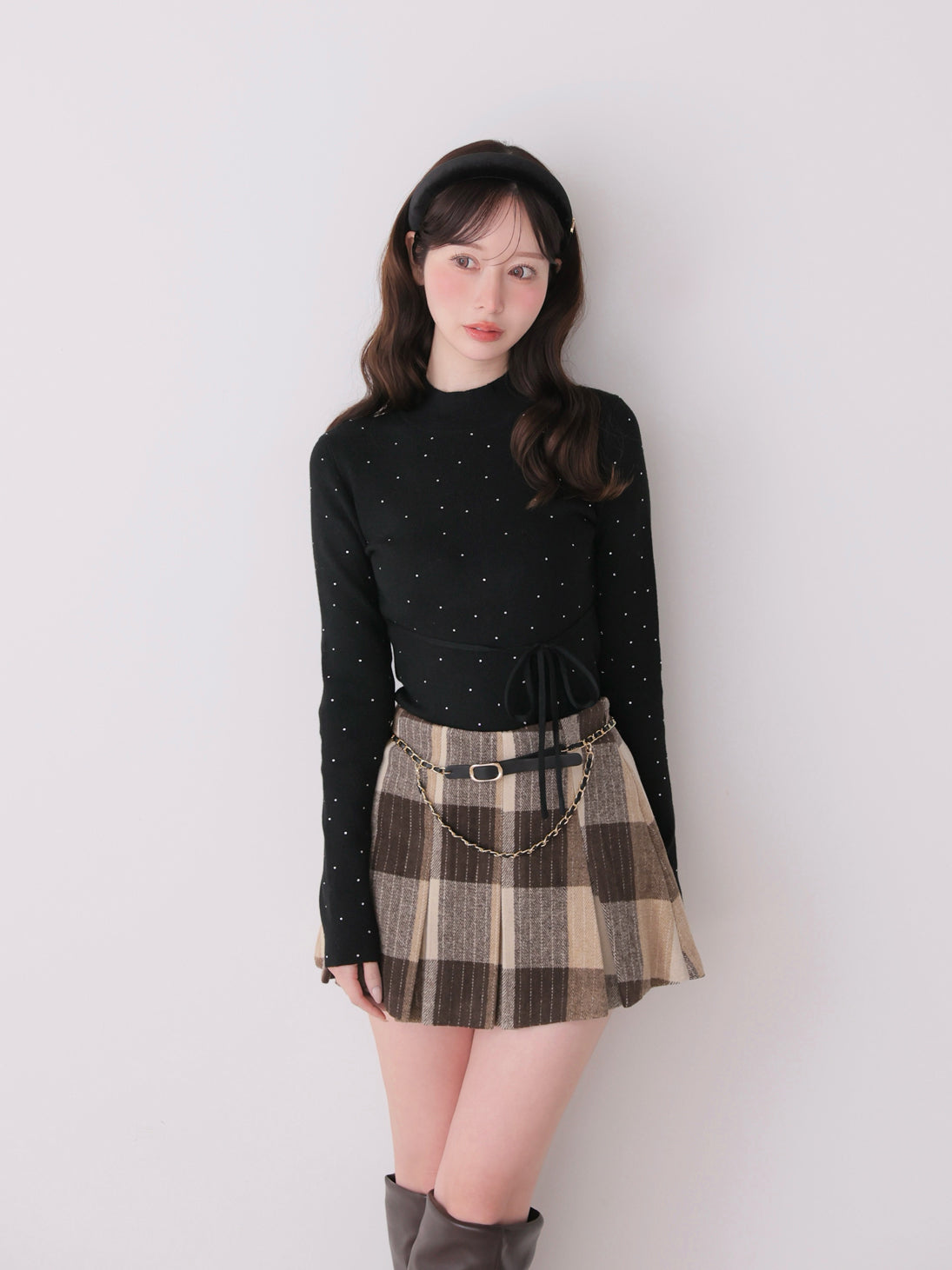 model：162cm　(size：F　color：Black)