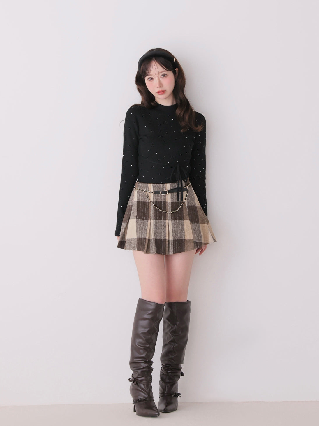 model：162cm　(size：F　color：Black)
