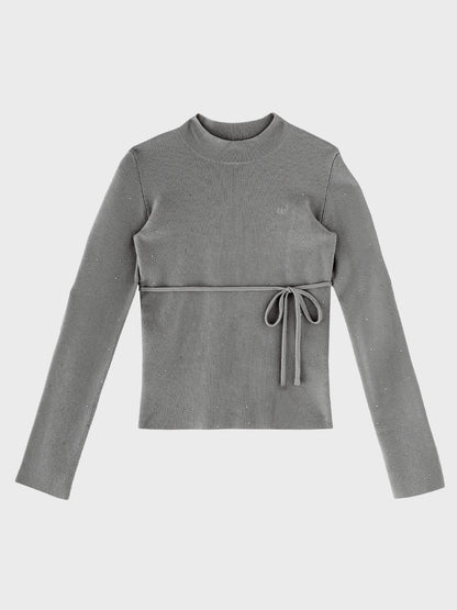 Studs ribbon knit tops(eme11137)