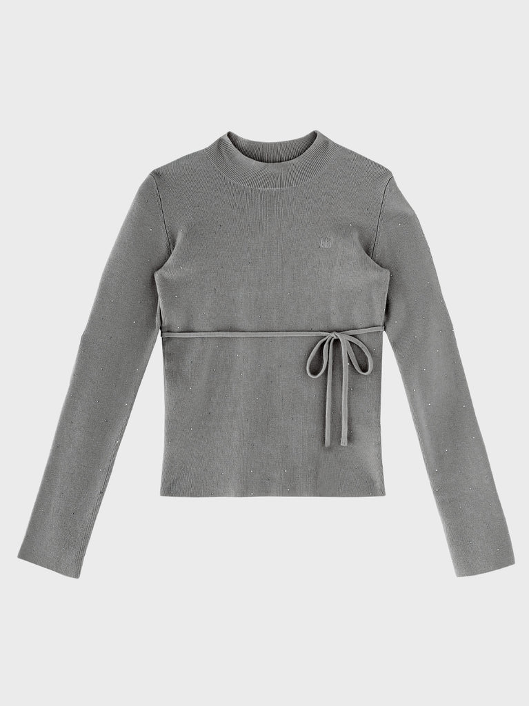 Studs ribbon knit tops(eme11137)