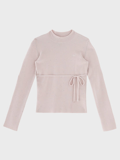 Studs ribbon knit tops(eme11137)