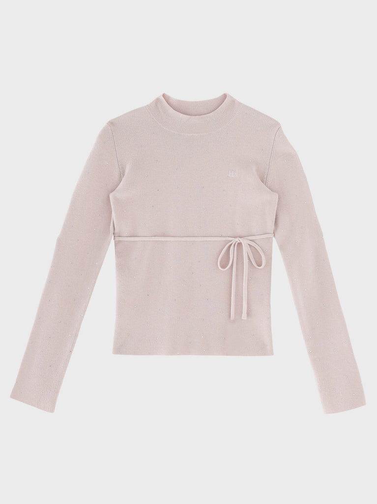Studs ribbon knit tops(eme11137)