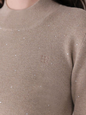 Studs ribbon knit tops(eme11137)