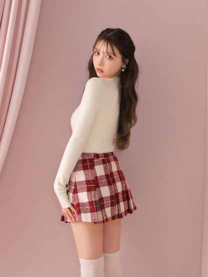 Studs ribbon knit tops(eme11137)