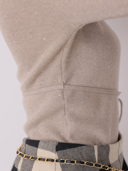 Studs ribbon knit tops(eme11137)