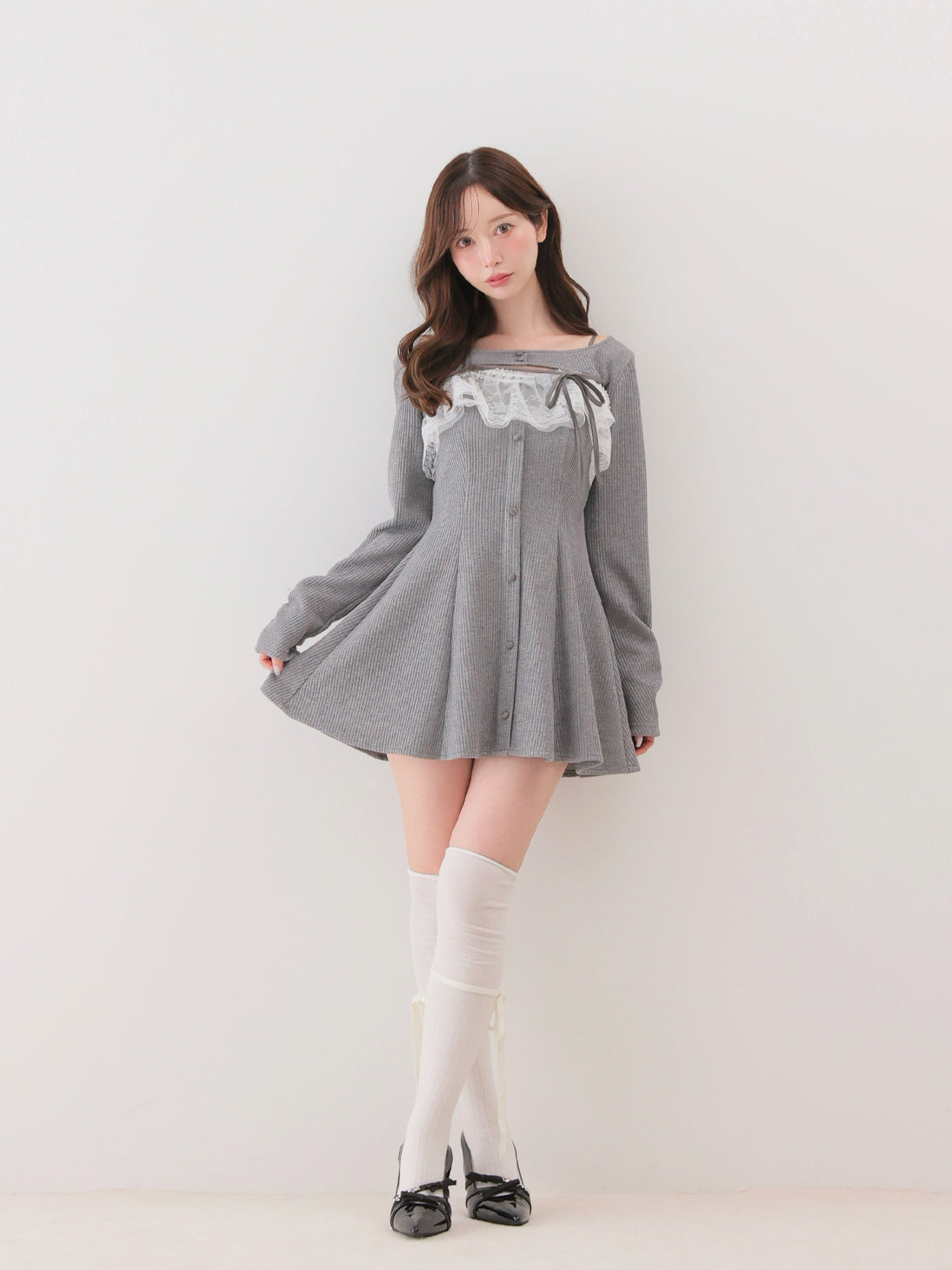 model：162cm　(size：F　color：Gray)