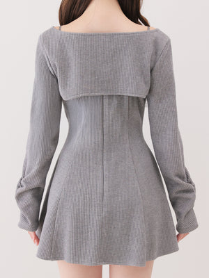 Lace frill rib knit mini onepiece(eme11141)