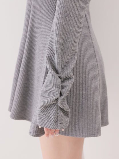 Lace frill rib knit mini onepiece(eme11141)