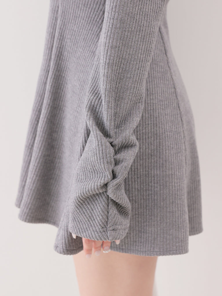 Lace frill rib knit mini onepiece(eme11141)