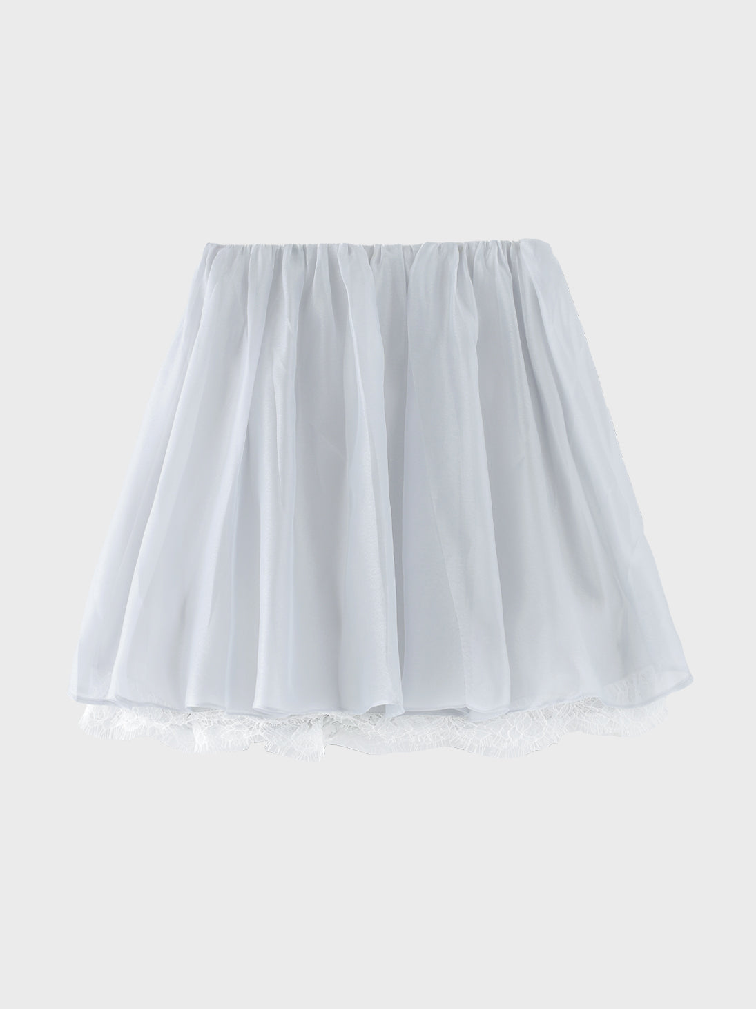 【Pre Order】Lame chiffon gather flare lace skirt(eme11142)