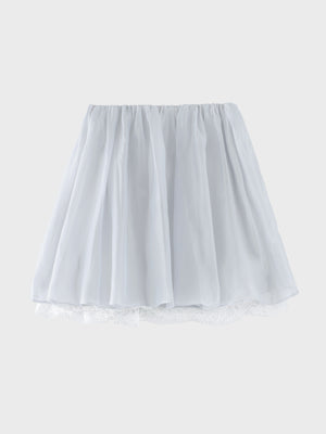 【Pre Order】Lame chiffon gather flare lace skirt(eme11142)