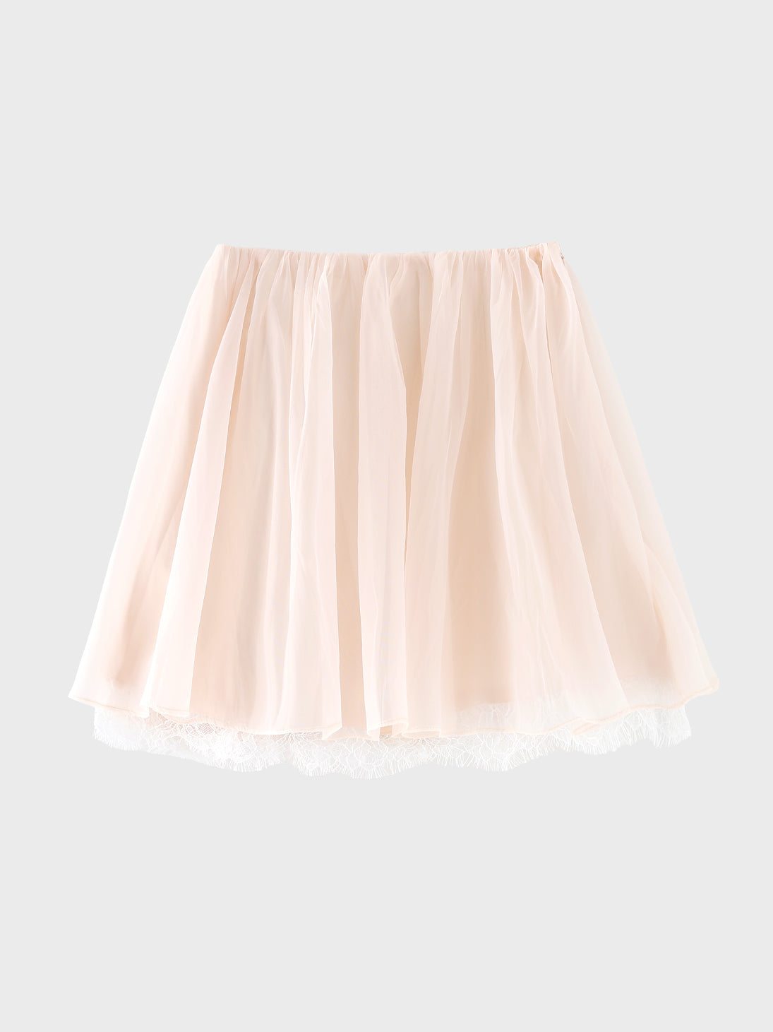 【Pre Order】Lame chiffon gather flare lace skirt(eme11142)