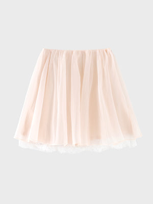 【Pre Order】Lame chiffon gather flare lace skirt(eme11142)