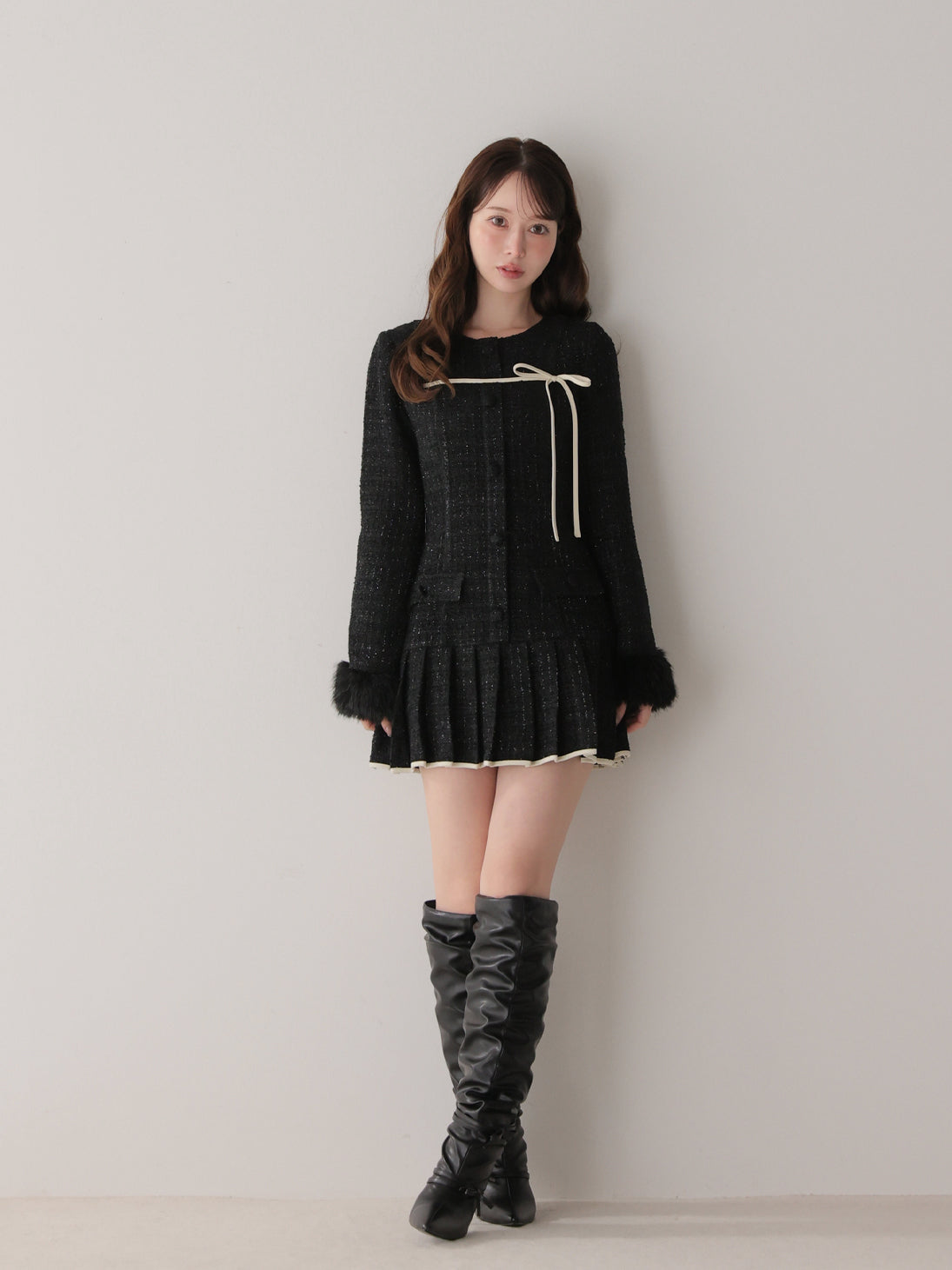 model：162cm　(size：F　color：Black)