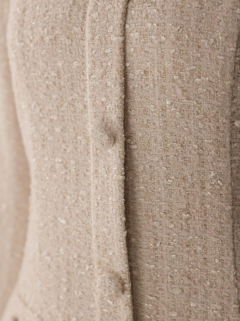 Fur trim ribbon tweed mini onepiece(eme11144)