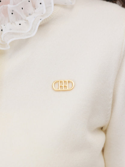 【Pre Order】Frill collar flocky dot cardigan(eme11146)