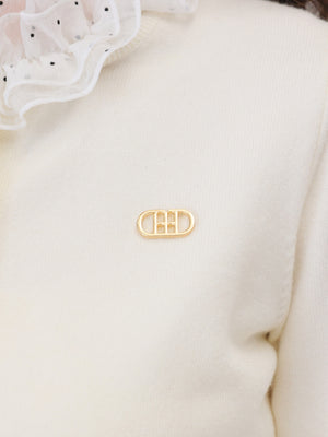 【Pre Order】Frill collar flocky dot cardigan(eme11146)