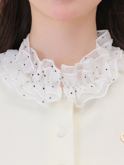 【Pre Order】Frill collar flocky dot cardigan(eme11146)