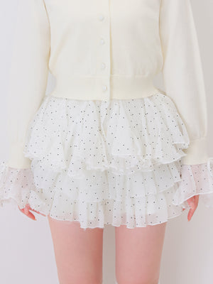 【Pre Order】Frill collar flocky dot cardigan(eme11146)