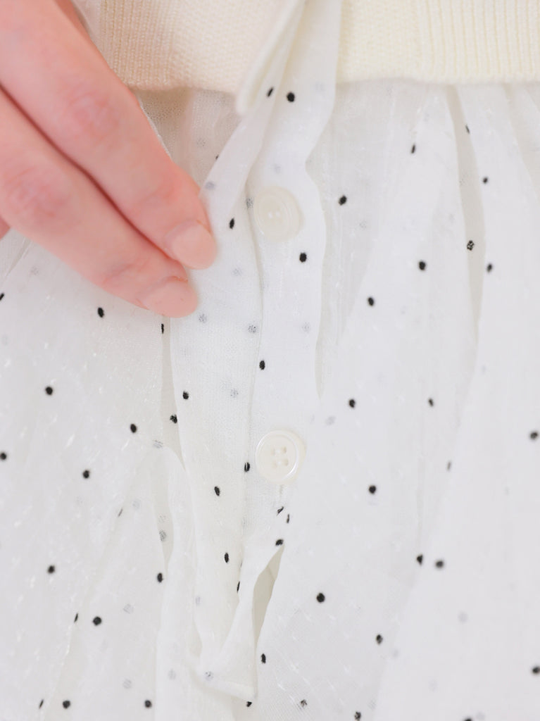 【Pre Order】Frill collar flocky dot cardigan(eme11146)