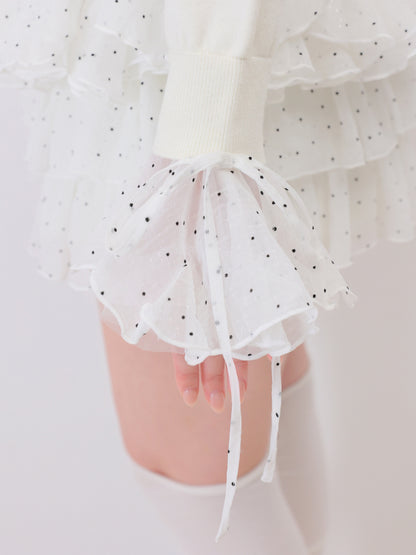 【Pre Order】Frill collar flocky dot cardigan(eme11146)