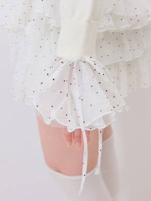 【Pre Order】Frill collar flocky dot cardigan(eme11146)