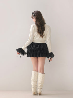 model：160cm　(size：F　color：Ivory×Black)