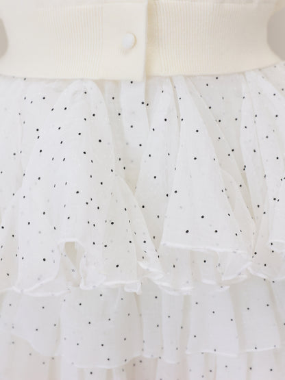 【Pre Order】Frill collar flocky dot cardigan(eme11146)
