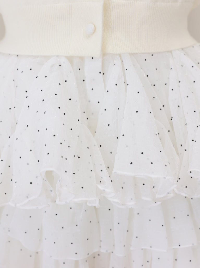 【Pre Order】Frill collar flocky dot cardigan(eme11146)