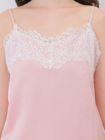 Decollete lace satin camisole(eme11213)