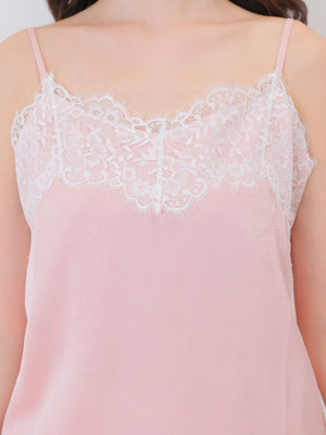 Decollete lace satin camisole(eme11213)