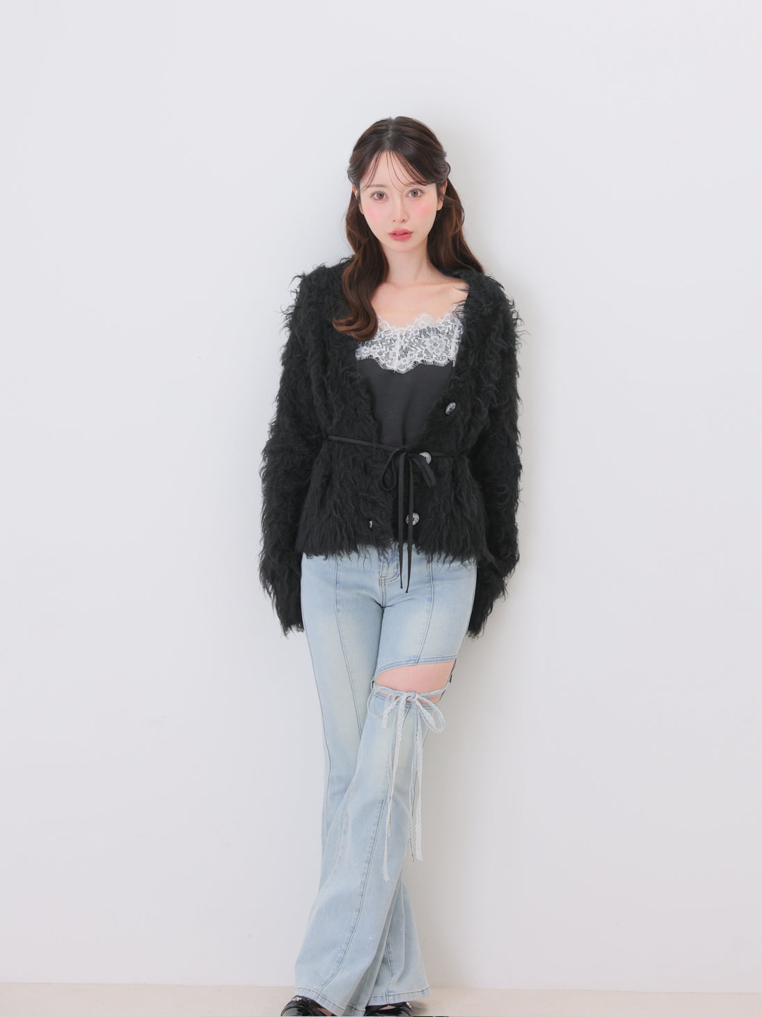 model：162cm　(size：F　color：Black)