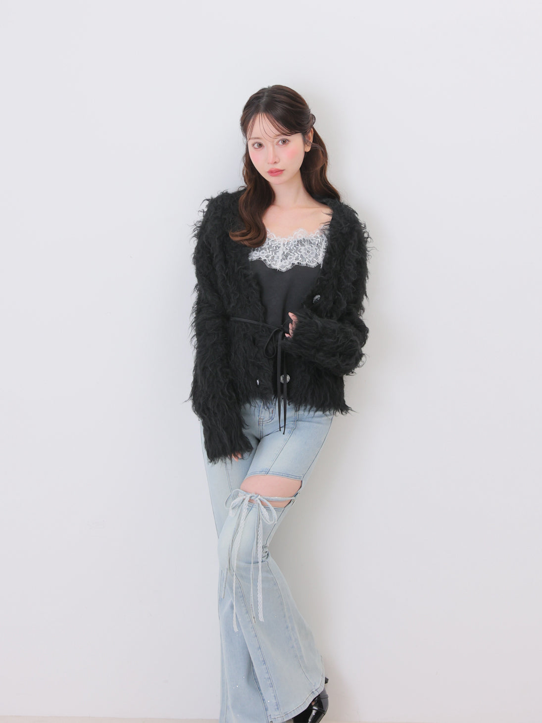 model：162cm　(size：F　color：Black)